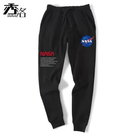秀洛联名NASA宇航员裤子男加绒运动裤男太空长裤束脚裤男士休闲裤商品大图