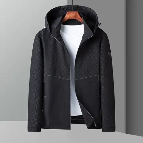 2022秋季新款外套男士休闲夹克衫男装商务百搭上衣青中年连帽夹克商品大图