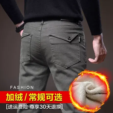 秋冬季羊羔绒男裤子2023新款男士休闲裤加绒加厚保暖外穿冬裤冬装商品大图