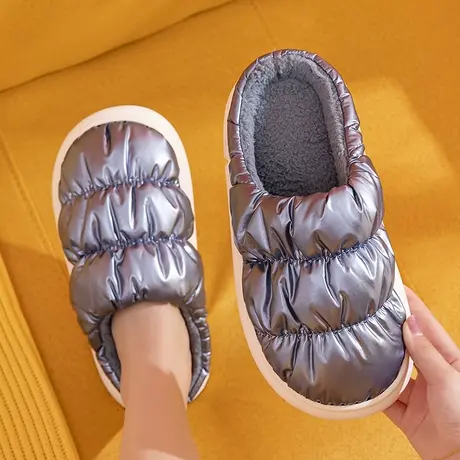 羽绒防水包头加绒拖鞋女外穿2023秋冬新款家居室内防滑保暖棉拖鞋图片