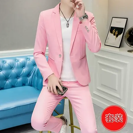 春秋季西服套装男士潮流新郎伴郎演出主持礼服休闲时尚小西装外套商品大图