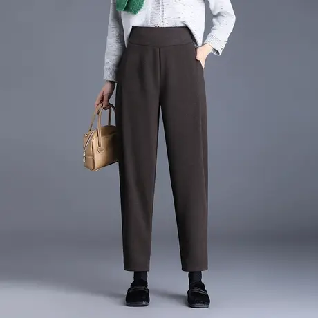 羊毛呢哈伦裤女秋冬2023新款高腰宽松休闲裤遮胯厚款长裤萝卜裤子商品大图