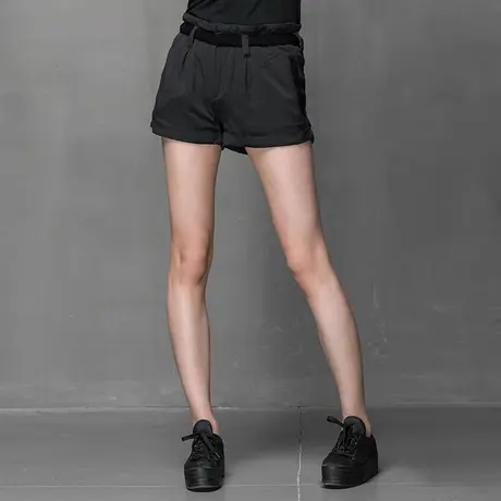 sdeer圣迪奥女垂坠感休闲翻边短裤S15280982商品大图