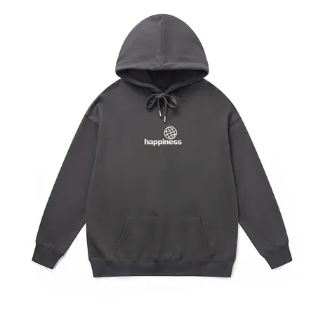 灰色中长款卫衣男士2023新款爆款美式极简宽松加厚绒无性别帽衫女商品大图