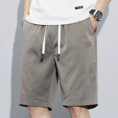 外穿大裤头男士冰丝休闲短裤男款夏季薄款咖色沙滩五分工装中裤子商品大图