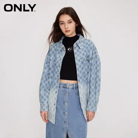 【上新】ONLY奥莱2023秋季新款复古通勤风渐变牛仔宽松长袖衬衫女商品大图