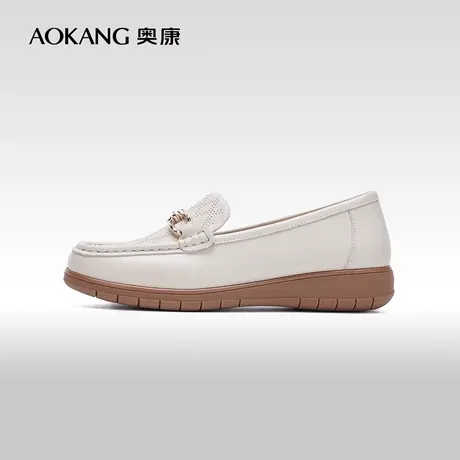 【门店发货】奥康女鞋 2024春季新款经典百搭低跟乐福鞋小皮鞋商品大图
