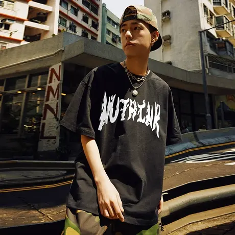 Nuthink美式小众T字母恤男潮牌大码情侣短袖潮流宽松夏季半袖上衣图片