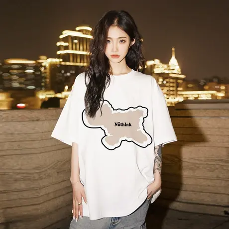 Nuthink日系小众T恤男潮潮牌大码情侣短袖潮流宽松夏季半袖上衣商品大图
