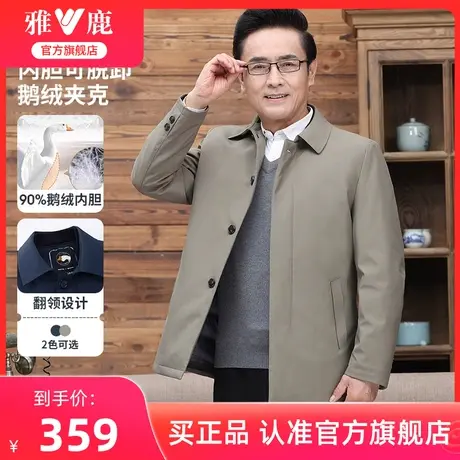 雅鹿爸爸羽绒服男冬季短款中年男士加厚冬装中老年人鹅绒夹克外套商品大图