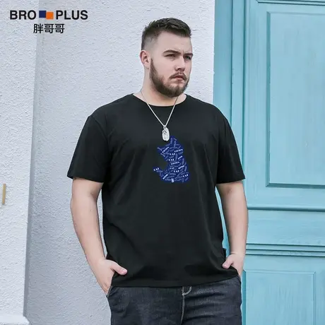 胖哥哥大码男装短袖男加肥加大宽松运动潮流猫胖子大码短袖t恤夏商品大图