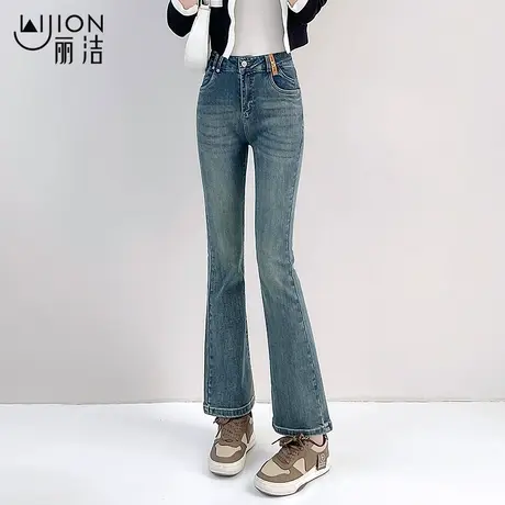 2024年新款微喇牛仔裤女春装女小个子美式复古高腰喇叭裤子春秋款图片