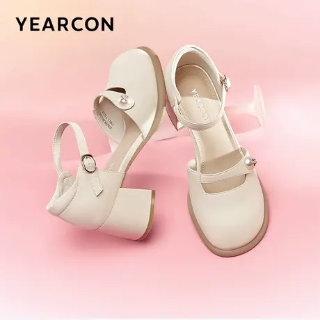 意尔康女鞋2024春夏女士高跟玛丽珍鞋一字扣带复古新中式包头凉鞋商品大图