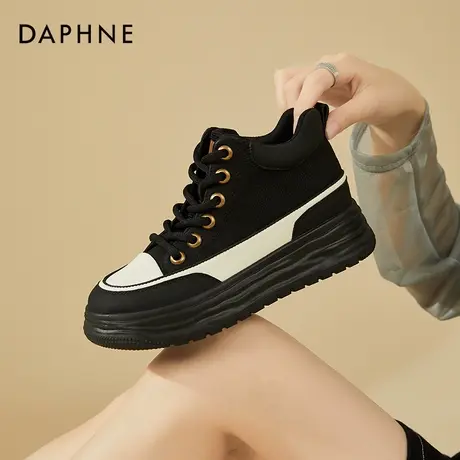 达芙妮2023秋季新款厚底增高马丁靴女百搭休闲运动显脚瘦高帮板鞋图片