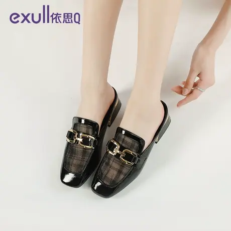 依思q包头拖鞋女外穿2023秋季新款网面透气懒人镂空低跟凉拖鞋商品大图