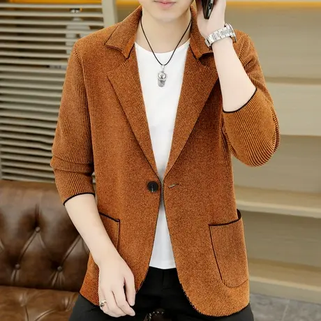 潮流西装外套男士ins针织开衫毛衣春秋季帅气男装休闲外穿小西服商品大图