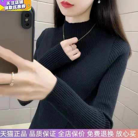 半高领加厚针织衫内搭保暖毛衣弹力修身时尚秋冬百搭打底衫女长袖图片