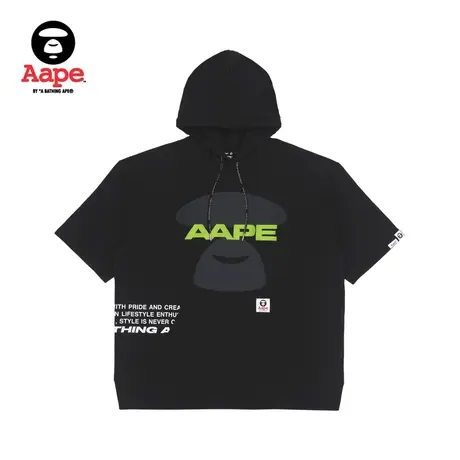 Aape旗舰店男装字母猿颜印花连帽抽绳潮流短袖T恤1229XXJ商品大图