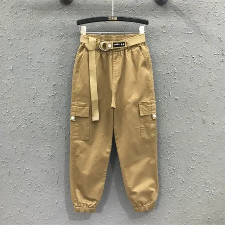 2023秋季新款韩版工装裤宽松休闲裤女萝卜裤束脚裤高腰显瘦长裤商品大图