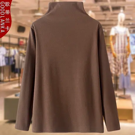 中年打底衫女妈妈洋气秋冬季新款洋气时尚加肥加大码高领磨毛上衣图片