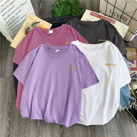 2023年夏季甜酷小众情侣女装网红ins别致上衣服大版宽松短袖t恤潮商品大图