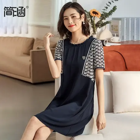 简涵大码女装新款夏装短袖高端轻奢遮肚减龄显瘦连衣裙胖mm夏季图片