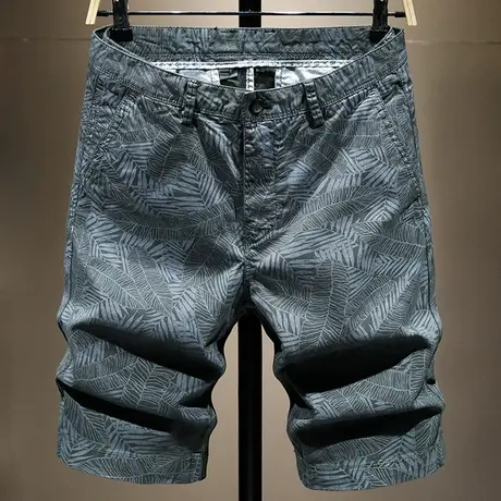 夏天宽松沙滩休闲短裤男潮印花五分裤男士中裤百搭潮牌马裤运动款商品大图