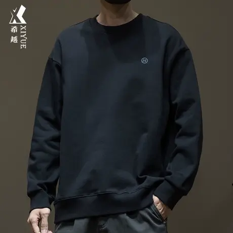 希越440g美式重磅底抓毛卫衣男宽松大码秋冬潮流百搭加绒套头衣服商品大图