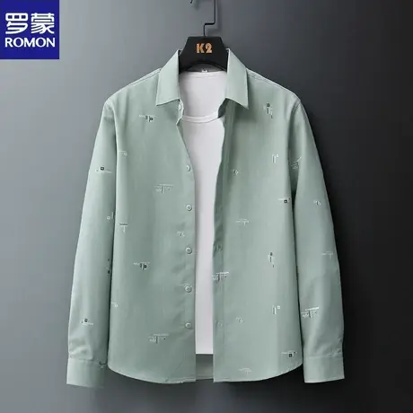 罗蒙长袖衬衫男士春秋季2024新款中青年寸衫商务休闲免烫弹力衬衣图片