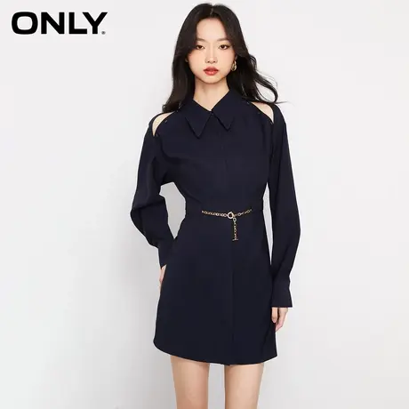 ONLY2023冬季新款气质显瘦设计感翻领A字短款连衣裙女|123107099图片