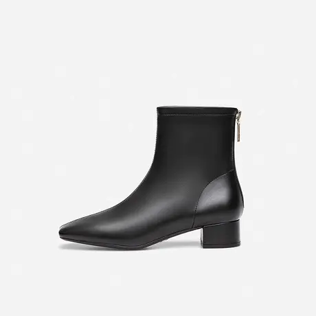 Nine West/玖熙2022年秋冬新款低跟时装靴女羊皮后拉链方头短靴商品大图