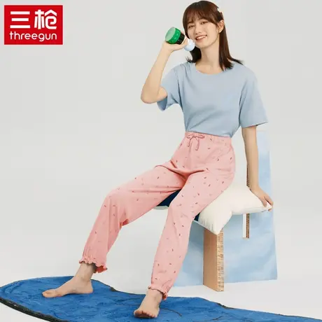 三枪女士可外穿夏季纯棉睡裤全棉弹力薄款家居裤水柔棉弹力长裤图片