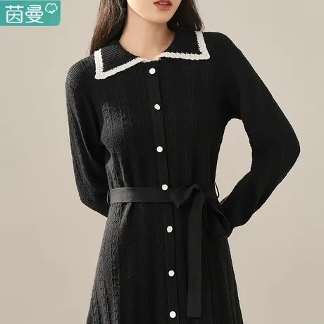 茵曼长袖针织连衣裙女秋装2023年新款收腰打底裙子毛衣裙气质秋冬商品大图