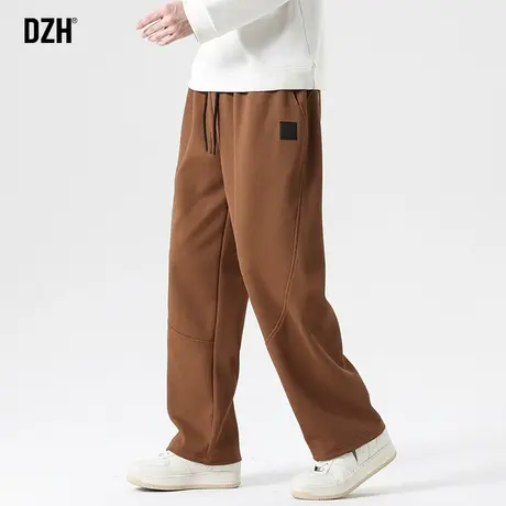 男士咖色垂感裤子男秋款宽松直筒2023新款休闲卫裤阔腿裤运动长裤图片