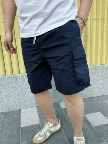 DAEVU夏新款简约薄料潮胖子大号加肥加大码男士休闲工装短裤图片