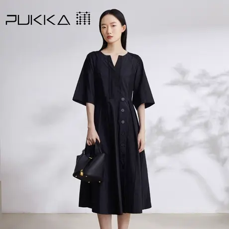 蒲PUKKA 2023早秋新品新中式收腰显瘦茶歇连衣裙图片