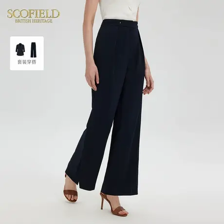 Scofield女装率性都市阔腿西装裤压褶工艺裤腿开叉2025夏季新品图片