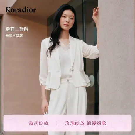 【盈动绽放】珂莱蒂尔2025夏新款醋酸西装外套女时尚气质职业上衣图片