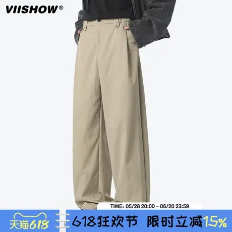 VIISHOW阔腿裤子男款2025夏季新款青少年宽松显瘦简约潮牌休闲裤商品大图