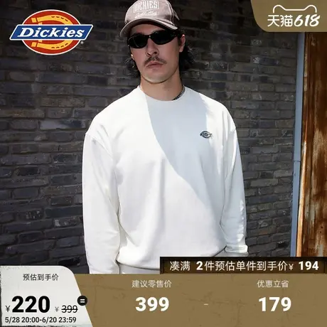 Dickies 前胸小logo刺绣徽章春夏宽松圆领毛圈布卫衣 男女情侣商品大图