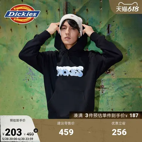 Dickies堆雪字母图案印花春夏毛圈布休闲宽松连帽卫衣 男女情侣商品大图