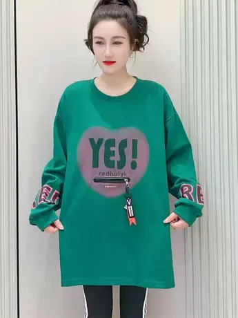 2023韩版爆款字母拉链圆领卫衣女宽松遮肉洋气外穿长袖上衣时尚潮图片