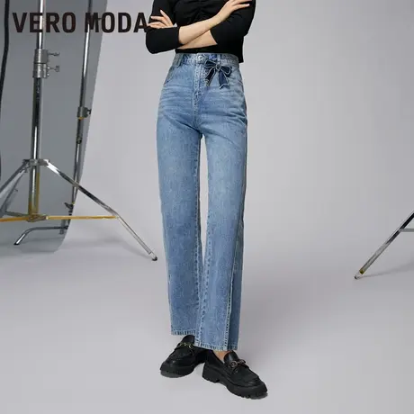 Vero Moda奥莱牛仔裤子春秋清仓百搭磨白高腰直筒男友风宽松女商品大图