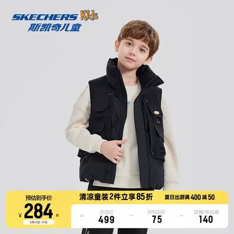 Skechers斯凯奇童装儿童羽绒马甲冬季新款男童保暖梭织背心外穿商品大图