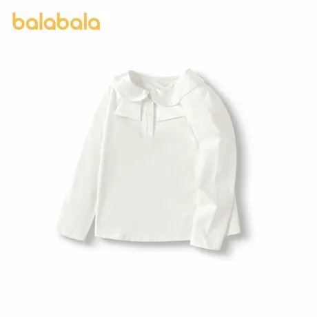 巴拉巴拉儿童长袖T恤白色宝宝小翻领上衣女童休闲打底衫秋装新款商品大图