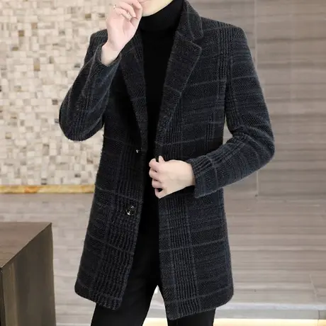 男士中长款呢子大衣秋冬季韩版潮流加棉加厚毛呢外套2023新款风衣图片