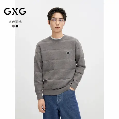 2024冬季品GXG男士精致刺绣包芯纱宽松潮搭针织衫毛衣男图片