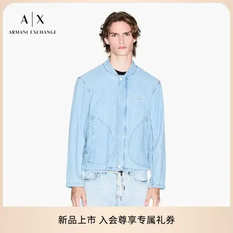 ARMANI EXCHANGE/阿玛尼秋新款男立领短款休闲牛仔外套飞行员夹克商品大图