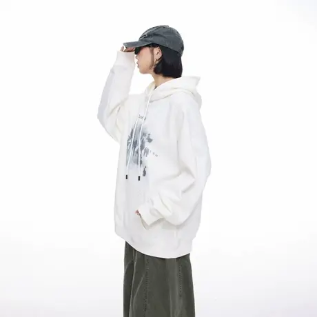 美式高街涂鸦印花连帽卫衣女春秋新款宽松休闲慵懒风情侣套头上衣商品大图