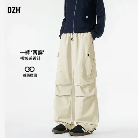 男士褶皱感裤子男款美式潮牌2025新款秋季休闲裤直筒弯刀裤宽松潮商品大图